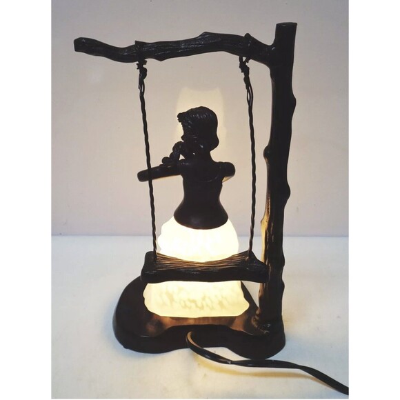Young Lady On A Swing  Bronze And Glass Table Lamp Terra Cottage TL3390-MB - Picture 9 of 9